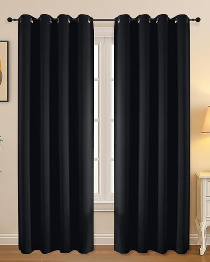 Simplebrand Halloween Black Out Curtains for Bedroom 72 Inches Long 2 Panels Set, Solid Thermal Insulated Privacy Room Darkening Window Curtains for Living Room, Soft Blackout Drapes, W50 x L72 Inch