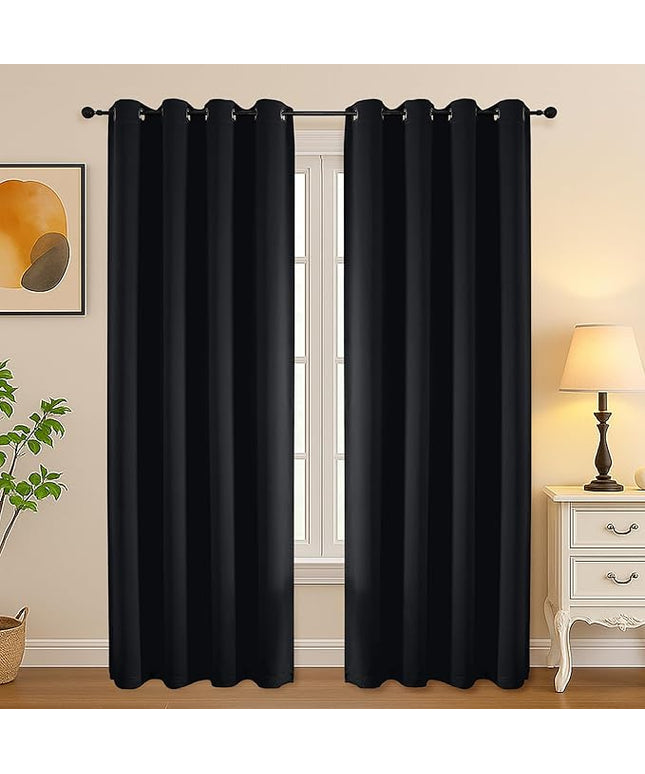 Simplebrand Halloween Black Out Curtains for Bedroom 72 Inches Long 2 Panels Set, Solid Thermal Insulated Privacy Room Darkening Window Curtains for Living Room, Soft Blackout Drapes, W50 x L72 Inch