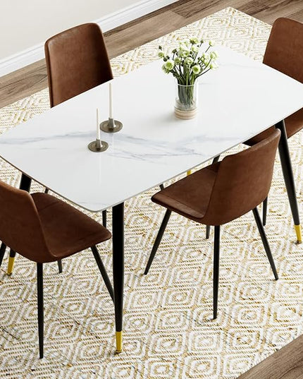 50'' Dining Table Set for 4, Dining Room Sets for 4, Sintered Stone Dining Table Chairs Set of 4, Easy to Assemble，Suitable for Small Spaces