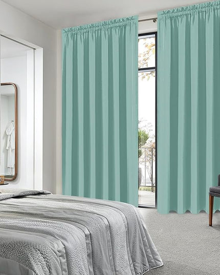 DWCN Blackout Curtains for Living Room Thermal Insulated, Energy Saving & Noise Reducing Bedroom Curtains, Sage Green, W 60x L 84 Inch, Set of 2 Rod Pocket Curtain Panels