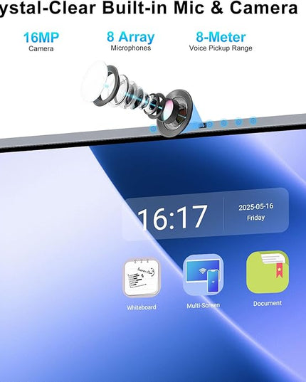 65 Inch Smart Board, Interactive Whiteboard, 4K UHD Touchscreen Digital Whiteboard, Built-in Android OS & Open App Ecosystem, Electronic Whiteboard for Classroom Office Hybrid Work Home (Board Only)