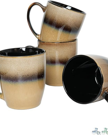 Bosmarlin Ceramic Coffee Mug Set of 4, 17 Oz, 4 Colors to Choose, Tea Cups, Dishwasher and Microwave Safe, Reactive Glaze (Walnut)