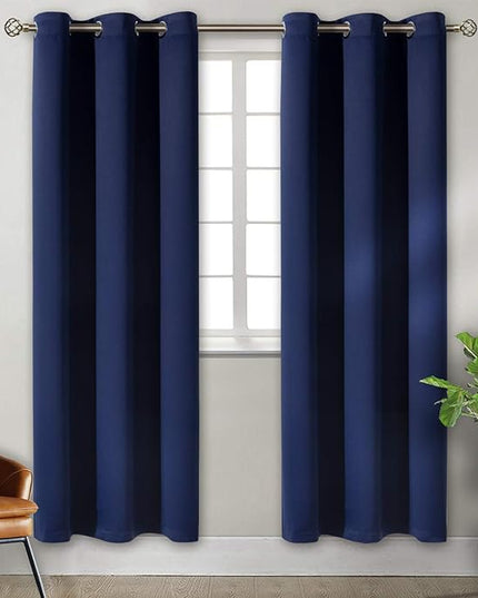 BGment Blackout Curtains for Bedroom - Grommet Thermal Insulated Room Darkening Curtains for Living Room, Set of 2 Panels (38 x 84 Inch, Navy Blue)