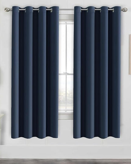 H.VERSAILTEX Ultimate Blackout Solid Grommet Thermal Insulated Curtain Panels/Drapes,52W x 72L - Inch (Set of 2,Navy)