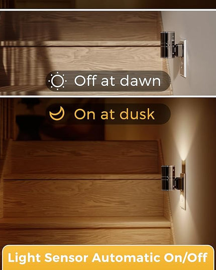 L LOHAS LED Night Light, Automatic Night Lights Plug into Wall, 2 Pack Nightlights with Light Sensor, 3000K Soft White 0-100LM Dimmable Modern Nightlight for Kids Bedroom Hallway
