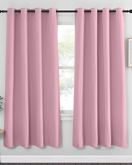 NICETOWN Blackout Curtain Drape 72 inch Long - Grommet Noise Reducing Thermal Insulated Modern Window Treatments for Bedroom Living Room (1 Panel, 52 x 72 Inch, Rouge Pink)