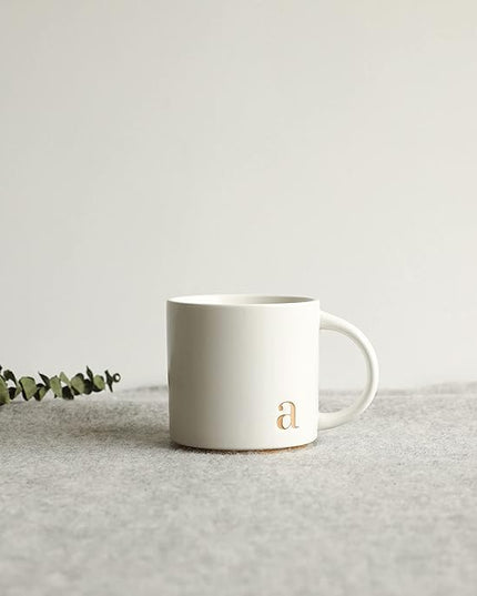 COLLECTIVE HOME - Monogram Ceramic Mugs, 15 oz Golden Initial Coffee Cups, Elegant Alphabet Tea Mugs, Elegant Personalized Mug with Gift Box, Luxurious Cups for Office and Home (a)