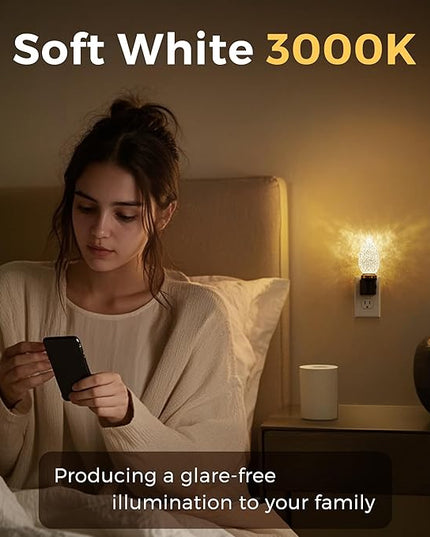 L LOHAS LED Night Light, LED Night Lights Plug into Wall, Dimmable Night Light with Auto Light Sensor, 3000K Warm White 0-100LM, Adjustable Brightness Nightlight, Bathroom Hallway Bedroom