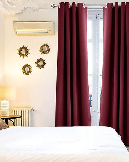 BGment Blackout Curtains for Bedroom - Grommet Thermal Insulated Room Darkening Curtains for Living Room, Set of 2 Panels, Each 46 x 72 Inch, Burgundy Red