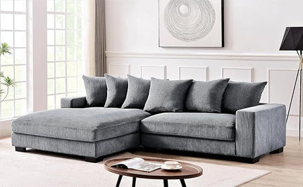 Luxe Oversized Two-Piece Sectional Couches for Living Room, 102.4-Inch L Shaped Sofa with Chaise, Upholstered with Corduroy Fabric, Lead Grey - Left Facing