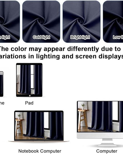 Gwine Navy Blue Blackout Curtains for Bedroom 84 inches Long 2 Panels Set, Solid Noise Reducing Thermal Insulated Blackout Curtains for Living Room with Rod Pocket, Each 50" Wx84 L
