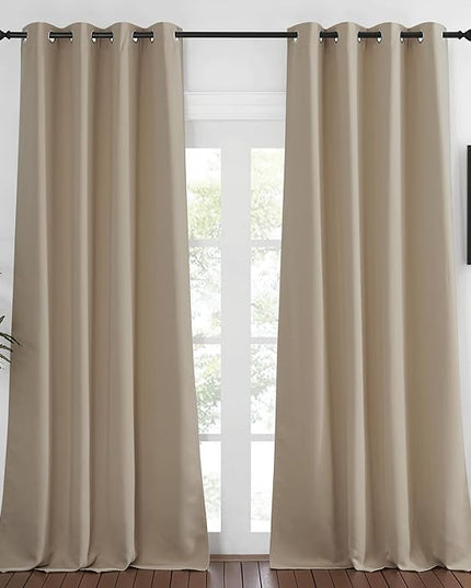 NICETOWN Bedroom Curtain Room Darkening Drapery 102 inches Length - Home Fashion Thermal Insulated Grommet Room Darkening Curtain for Living Room (Taupe, 1 Panel, 52 x 102 inches)