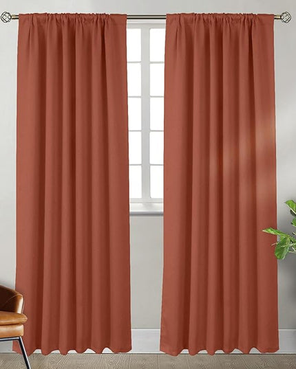 BGment Blackout Curtains 84 inches Long for Bedroom - Privacy Light Blocking Thermal Insulated Rod Pocket and Back Tab Fall Decor Curtains for Living Room, 2 Window Panels, 52 x 84 Inch, Terracotta