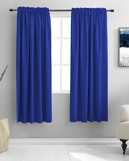 DONREN Cobalt Blue Blackout Draperies Curtains for Bedroom - Thermal Insulated Solid Rod Pocket Window Curtain Panels (52 x 63 Inches,2 Panels)