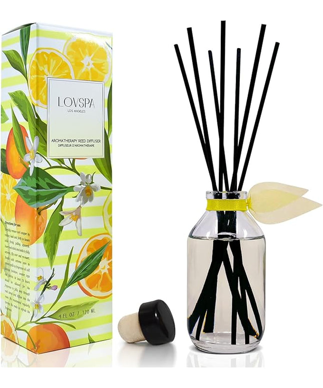 LOVSPA Reed Diffuser Set, Sage & Citrus Scented Oil Diffuser with Sticks, Home Fragrance Accessories for Bathroom Shelf Decor, Aroma Diffusers for Home or Office Desk, USA Made