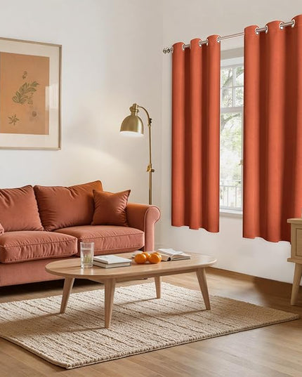 YoungsTex Terracotta Blackout Curtains 63 Inches Length for Bedroom - Burnt Orange Thermal Insulated Drapes with Grommet Room Darkening for Living Room, 2 Panels, 42 x 63 Inch