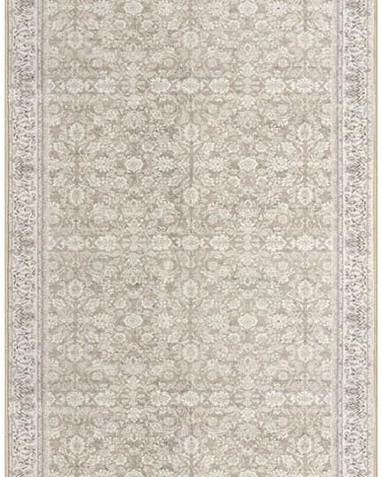 2.6x14 Washable Runner Rug for Kitchen, Cream Beige White Grey Soft Classic Runners with Non-Slip, Non-Shedding Distressed Floral Rug for Hallways Entryway Bedroom Laundry Indoor