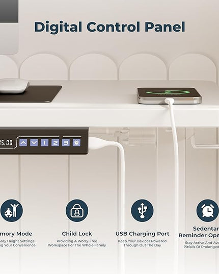 Adjustable Standing Desk, Large 79x31 Inches Standing Desk with Cable Management, Height Adjustable Home Office Computer Desk with Memory Preset&Charging USB Port&Sedentary Reminder