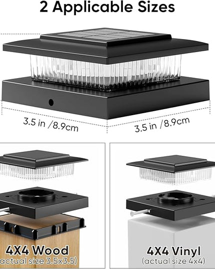 4x4 Post Solar Lights Outdoor: 12 Pack 2 Lighting Modes Fence Deck Cap Lights - Waterproof Solar Powered for Wooden Vinyl Lamp Post Warm White and Cool White - Garden Decor Gifts for Women Mom 2025