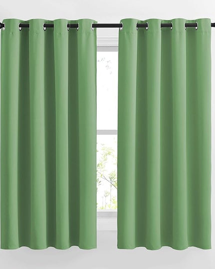 NICETOWN Forest Green Blackout Curtains for Kids Room, Grommet Energy Saving Thermal Insulated Drapes Room Darkening Window Treatments for Bedroom, 2 Panels, W46 x L63