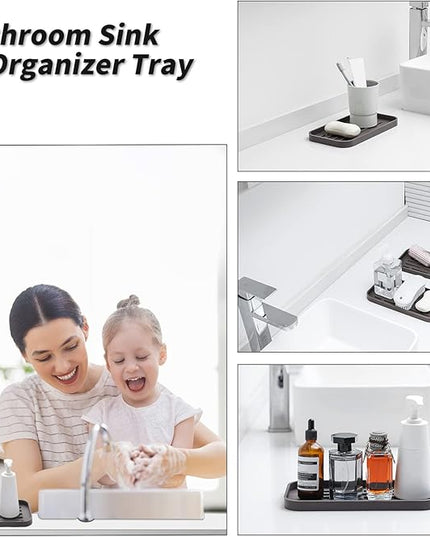 Silicone Kitchen Sink Organizer Tray for Multiple Usage,Eco-Friendly Sponges Holder for Kitchen Bathroom Counter or Sink,Dish Soap Dispenser,Scrubber,Bottle,Cup (Coffee, 10"×5.3")