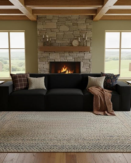 110" Cloud Sectional Couch, Comfort Chenille Boneless Couch for Living Room, Memory Foam Deep Seat Modular Sectional Sofa Compression Floor Sofa, No Assembly Required