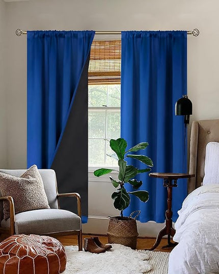 BGment 100% Blackout Curtains for Bedroom 84 Inch Length,Rod Pocket with Thermal Insulated Liner Full Room Darkening Curtains for Living Room, Each Window Curtains 2 Panels, 52 x 84 Inch, Royal Blue