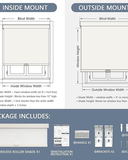 AOSKY Blackout Roller Shades Cordless Blinds for Windows, Free-Stop Shades with Valance, Thermal Insulated Fabric, UV Protection, Blinds for Home and Office (40" W x 72" H, Linen Beige