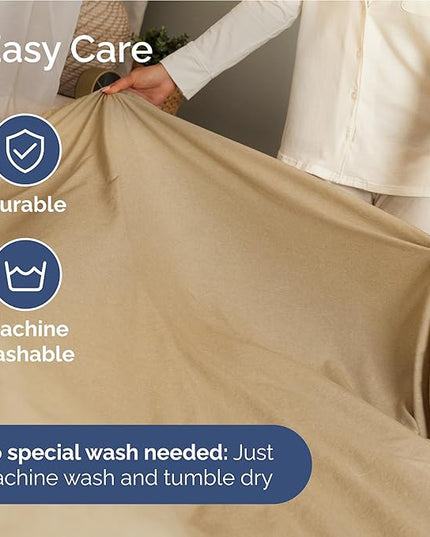 Full Size 4 Piece Sheet Set - Comfy Breathable & Cooling Bed Sheets Set - Hotel Luxury Bedding for Women, Men, Kids, Teens, Boys & Girls - Deep Pockets, Soft & Wrinkle Free - Tan (Heathered Sheets)