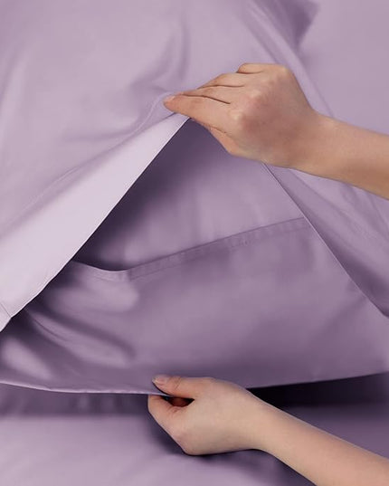 Bedsure Full Size Bed Sheets, Cooling Sheets, Rayon Derived from Bamboo, Breathable & Soft, Deep Pocket Up to 16 Inches, Hotel Luxury Silky Bedding for Hot Sleepers, Lilac