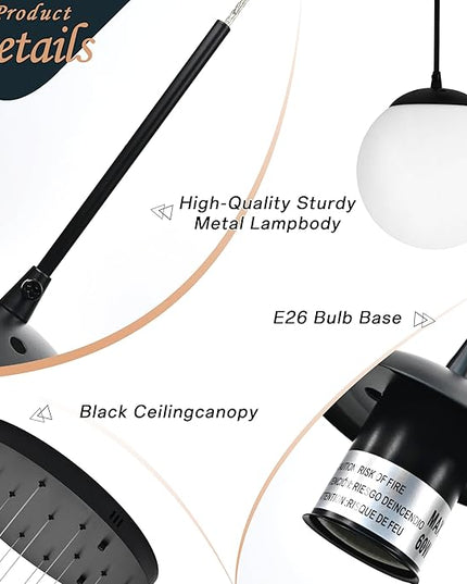 KoKo&Yukina 12-Light Black Mid Century Modern Chandelier for Living Room Staircase Chandelier for Entryway Globe Milky White Glass Pendant Light High Ceiling Chandeliers Foyer (Bulb & Remote Incl.)