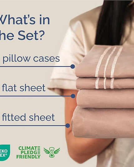 Full Size 4 Piece Sheet Set - Comfy Breathable & Cooling Bed Sheets Set - Hotel Luxury Bedding for Women, Men, Kids, Teens, Boys & Girls - Deep Pockets, Ultra-Soft and Wrinkle Free - Oeko-Tex - Mauve
