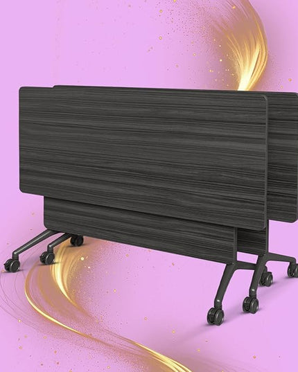 Conference Table, Folding Conference Room Tables on Wheels, Modern Meeting Seminar Table Computer Desk, Boardroom Desk for Office Meeting Conference Room,White (2, 1915D, 70.8)