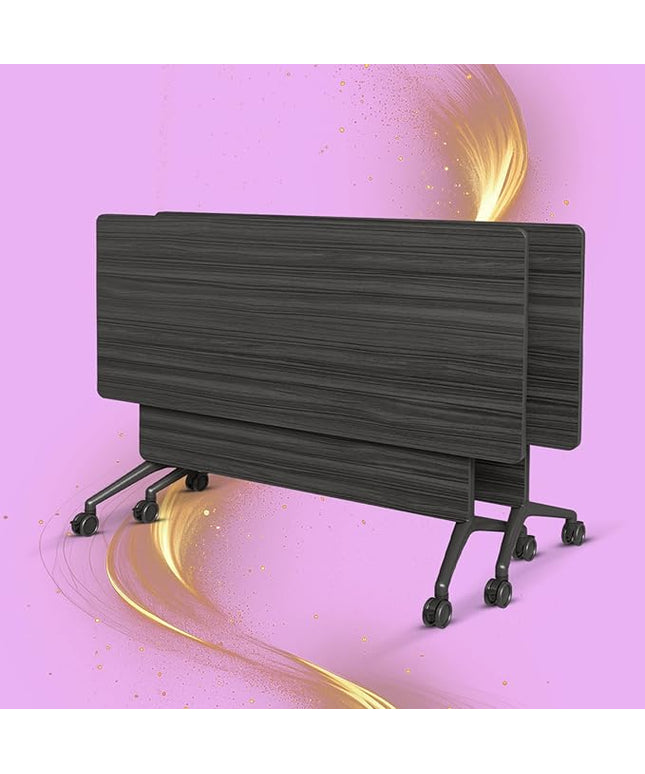 Conference Table, Folding Conference Room Tables on Wheels, Modern Meeting Seminar Table Computer Desk, Boardroom Desk for Office Meeting Conference Room,White (2, 1915D, 55.1)