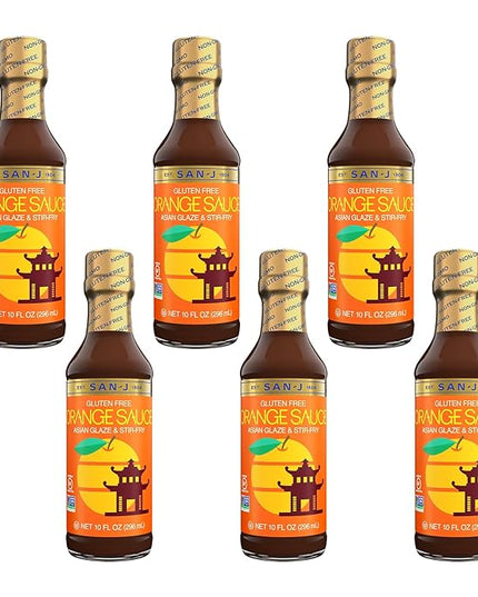 San-J - Gluten Free Orange Sauce - Bright and Sweet Sauce for Cooking - Non-GMO - 10 oz. Bottles - 6 Pack