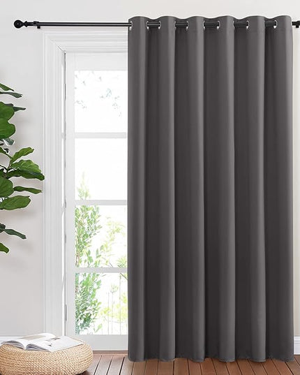 NICETOWN Sliding Door Curtains, Wide Thermal Blackout Patio Door Curtain Panel, Sliding Door Drapes/Draperies with Grommet Top (Gray, W80 x L84)