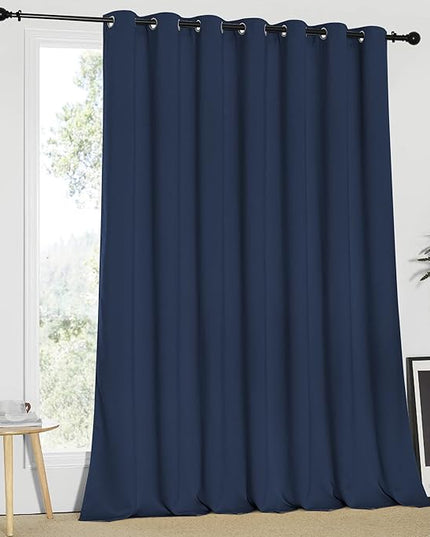 NICETOWN Blackout Wide Sliding Door Curtains - Insulated Noise Reduction Drapes, Privacy Vertical Blind for Living Room & Bedroom (Navy, W100 x L95 inches)