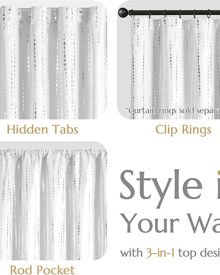 jinchan 95% Blackout Boho Curtains 96 Inch Length 2 Panels for Bedroom Christmas Curtain Moon Phases Printed Festive Holiday Silver Drapes Rod Pocket Back Tab Curtains for Nursery Window Drapes