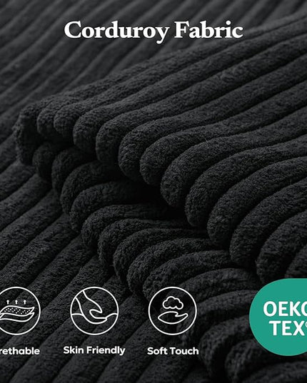 Loveseat Sofa, Cloud Modular Sofa Couch, Upholstered Floor Sofa with Deep Seat, Upholstered Foam Couch for Bedroom Living Room, No Assembly Required (Corduroy Fabric, Black)