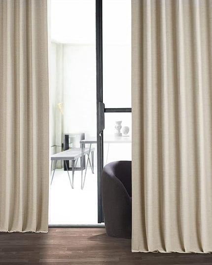 HPD Half Price Drapes Bellino Room Darkening Curtains 84 Inches Long Curtains for Bedroom & Living Room (1 Panel), 50W x 84L, Oat Cream
