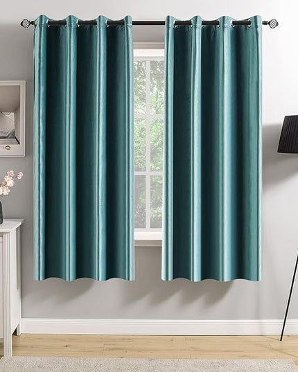 MIULEE 2 Panels Blackout Velvet Curtains Solid Soft Grommet Teal Curtains Thermal Insulated Soundproof Room Darkening Curtains/Drapes/Panels for Living Room Bedroom 52 x 63 Inch
