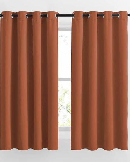 NICETOWN Room Darkening Curtains for Bedroom - Grommet Top Thermal Insulated Light Reducing Energy Saving Privacy Drapes for Nursery, Burnt Orange, 1 Pair, W52 x L63