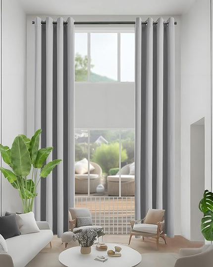 Blackout Curtains for High Ceiling, Extra Long Thermal Insulated Solid Grommet Window Curtains Drapes for 2 Story High Living Room Loft, Set of 2 Curtain Panels 52 W x 166 L Inches Light Gray