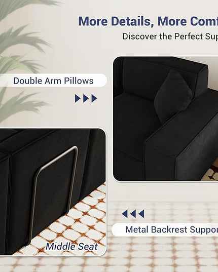 Cloud Couch Sectional, Comfort Chenille Boneless Couch for Living Room, Memory Foam Deep Seat Modular Sectional Sofa Compression Floor Sofa, No Assembly Required