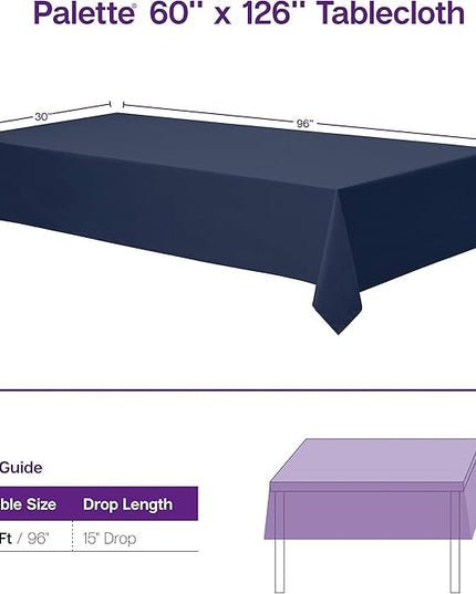 Gee Di Moda Rectangle Tablecloth - 60 x 126 Inch Black Table Cloth for 8 Foot Rectangle Tables - Heavy Duty Washable Fabric - for Holiday Party, Dinner, Weddings, Baby Shower & Events
