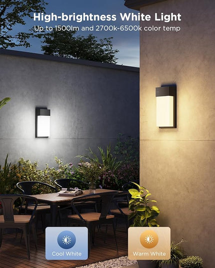 Govee Outdoor Wall Light, 1500LM Smart RGBIC Porch Lights Outdoor with 45 Scene Modes, IP65 Waterproof for Outdoor Decor, DIY, Wall Sconce Works with Alexa, Google Assistant and Matter, 1 Pack