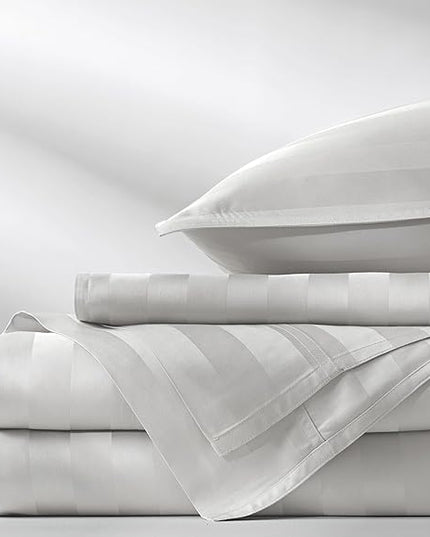 Pure Bamboo Twin Sheets, Genuine 100% Organic Viscose Derived from Bamboo Bed Sheet Set, Luxuriously Soft & Cooling, Double Stitching, 2 Year Quality Promise (Twin, Jacquard White)