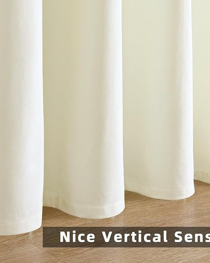Joydeco White Velvet Curtains 120 inch Length 2 Panels, Luxury Blackout Rod Pocket Thermal Insulated Window Curtains, Super Soft Room Darkening Drapes for Living Dining Room Bedroom,W52 x L120 inches