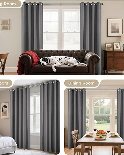 Joydeco Blackout Curtains 45 inch Length 2 Panels Set, Thermal Insulated Long Curtains & Drapes 2 Burg, Room Darkening Grommet Drapes for Bedroom Living Room Windows (W52 x L45 Inch, Light Grey)