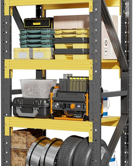 42" W Garage Shelving,4-Tier Heavy Duty Storage Shelves Unit with Adjustable Metal Shelf for Warehouse,Basement,Workshop,3400LBS,42" W x 20" D x 79" H,Black&Yellow